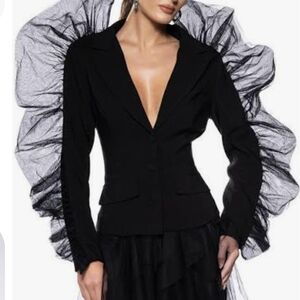 AKIRA Black Ruffle Blazer